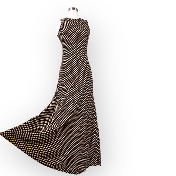 Dissh Mila Bias Cut Maxi Dress Size 2 Black Gold Geometric Sleeveless - Picture 6 of 10